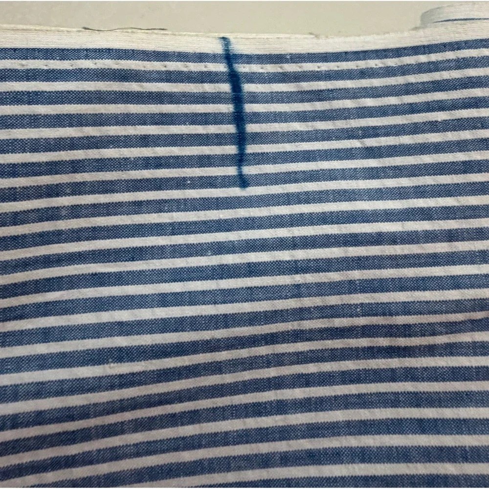 Vintage Blue White Seersucker Fabric Striped 3.4 Yards 19.5 x 124 Cotton Blend
